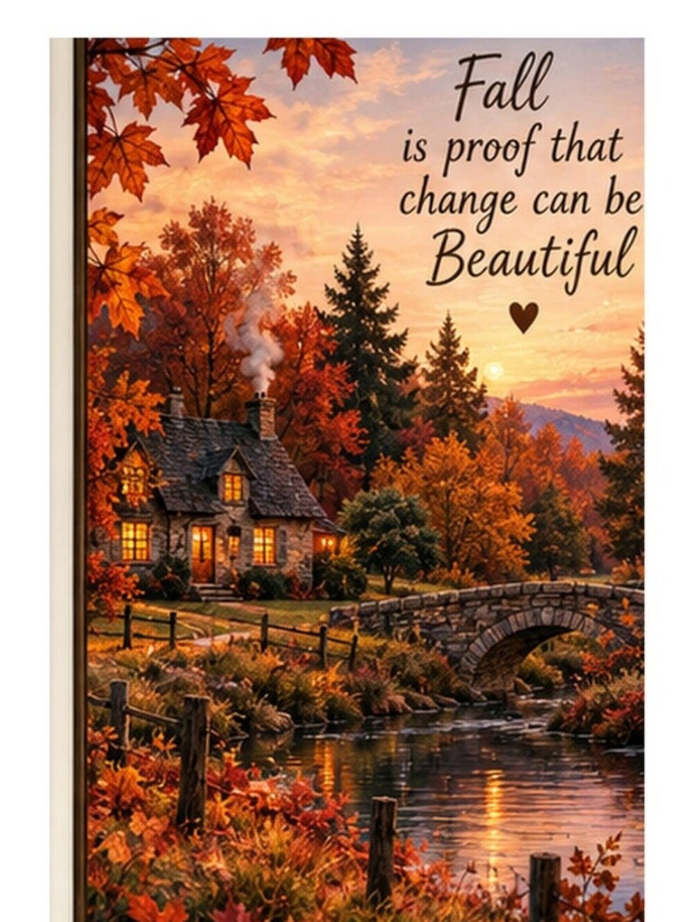 Autumn Cottage Wall Art Print 8x10